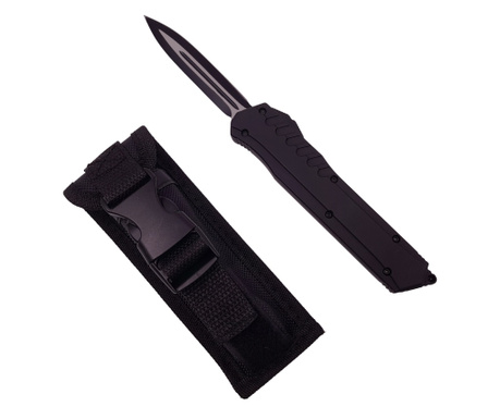 IdeallStore® automata vadászkés, Military Help, 24,5 cm, fekete, tok mellékelve