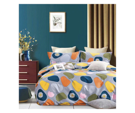 Спално бельо за един човек с 2 квадратни калъфки за възглавници, Nysa, мерсеризиран памук, многоцветно, 140 х 230 см Sofi