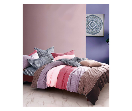 Спално бельо за един човек с 2 квадратни калъфки за възглавници Zdenka, мерсеризиран памук, многоцветно, 140 х 230 см Sofi
