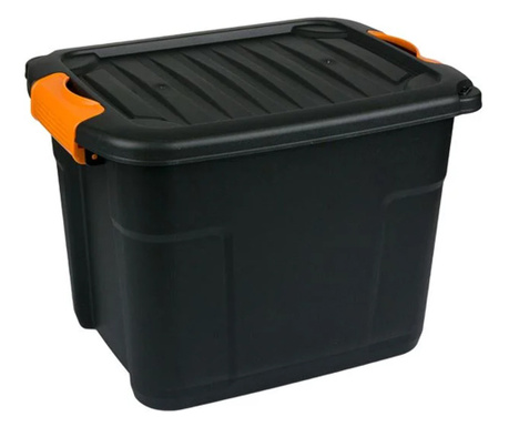 Кутия за съхранение Home, С капак, 20 л, Пластмаса, 39х30х28 см, Черен