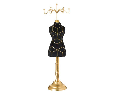 Органайзер за бижута, Дизайн на рокля, Метал, Полиестер, 9х31 см, Черен/Златен