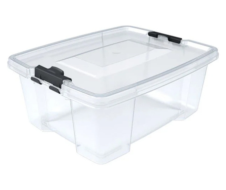 Кутия за съхранение Home, С капак, 20 л, Пластмаса, 45х34х20,5 см, Прозрачен