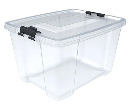 Кутия за съхранение Home, С капак, 30 л, Пластмаса, 45х34х30 см, Прозрачен