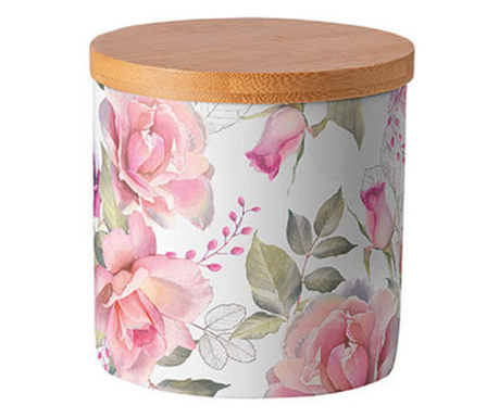 Rózsa virágos vintage porcelán konyhai tárolóedény 10X10 cm