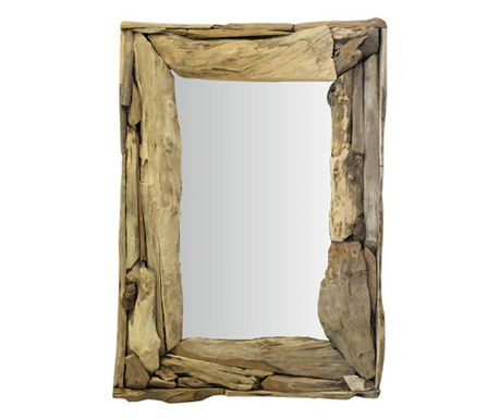 Oglindă lemn tec reciclat 72x51 cm