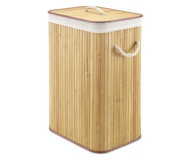 Cos pentru rufe, din bambus si material textil, 60 l, 40 x 30 x 50 cm, Grunberg BM023/NATURE (crem)