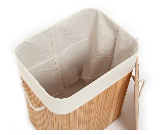 Cos pentru rufe, din bambus si material textil, 60 l, 40 x 30 x 50 cm, Grunberg BM023/NATURE (crem)