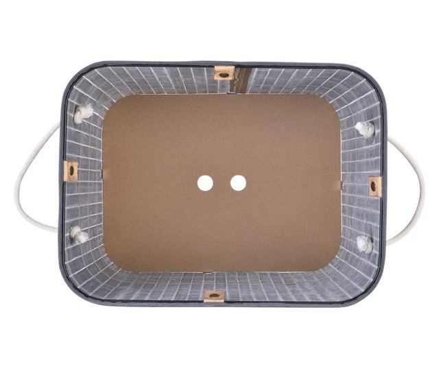 Cos pentru rufe, din bambus si material textil, 60 l, 40 x 30 x 50 cm, Grunberg BM023/GRI (gri)