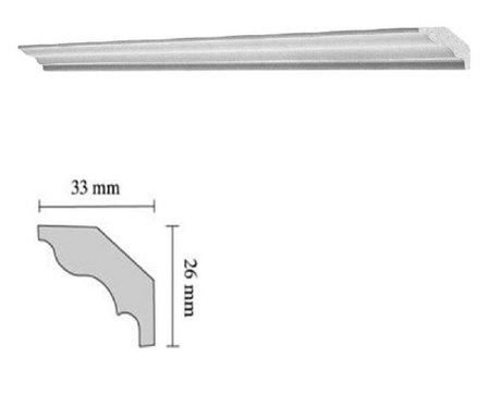 Bagheta decorativa polistiren Decosa S 30, alba, 33x26mm, bax 120 bucati, Cod 13112