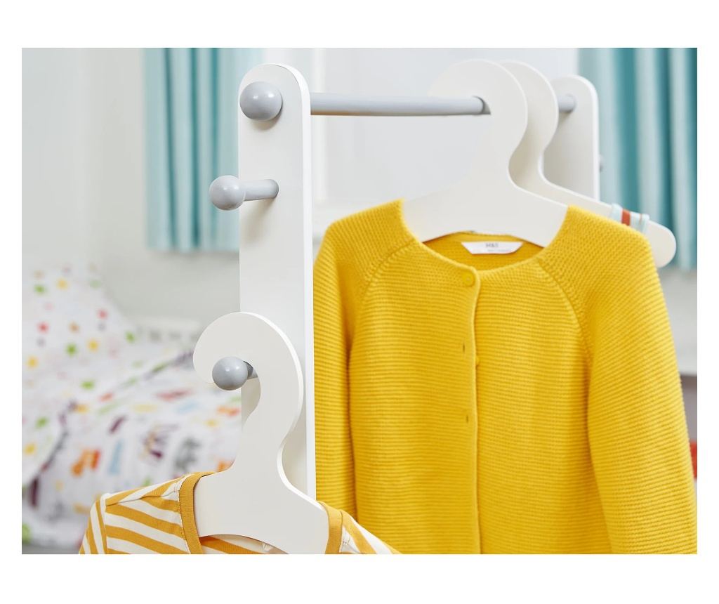 Drveni stalak za dječju odjeću, polica s policama za odlaganje, otvoreni ormar - BIJELO/SIVO - 11