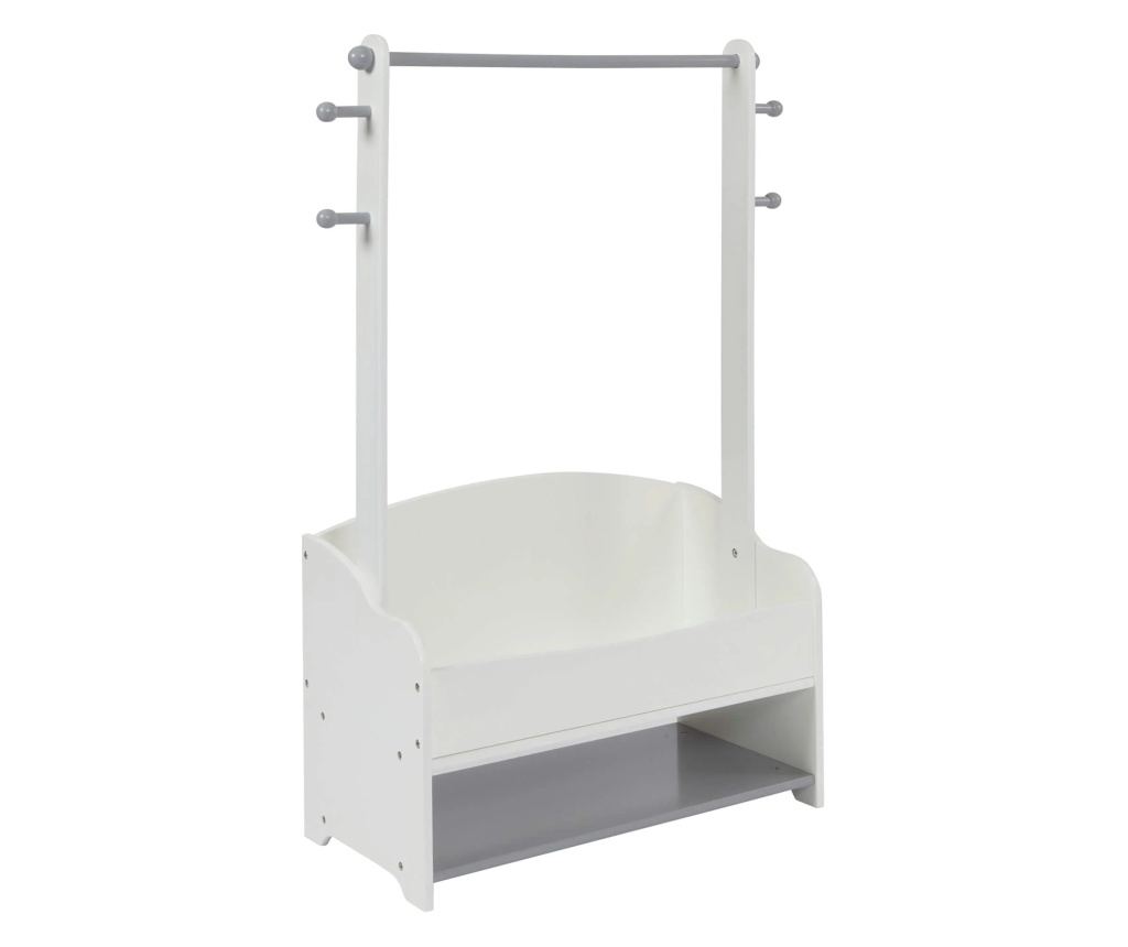 Drveni stalak za dječju odjeću, polica s policama za odlaganje, otvoreni ormar - BIJELO/SIVO - 4