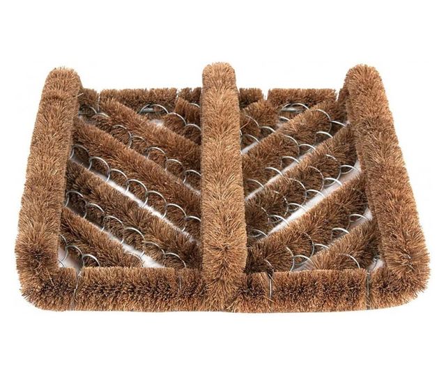 Covoras intrare, tip perie din fibre cocos si fir metalic, dreptunghiular, 30 x 35 cm, Grunberg IDM40618