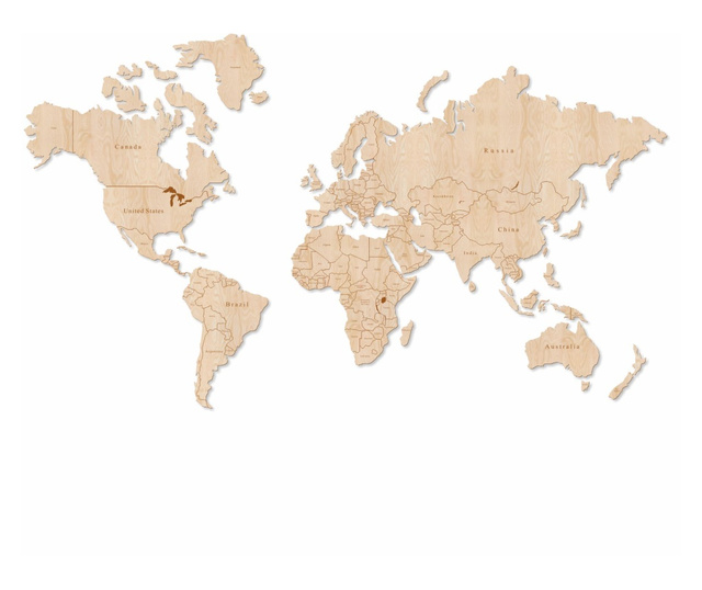 Карта на света за стена 100x60cm, prime, светло дърво