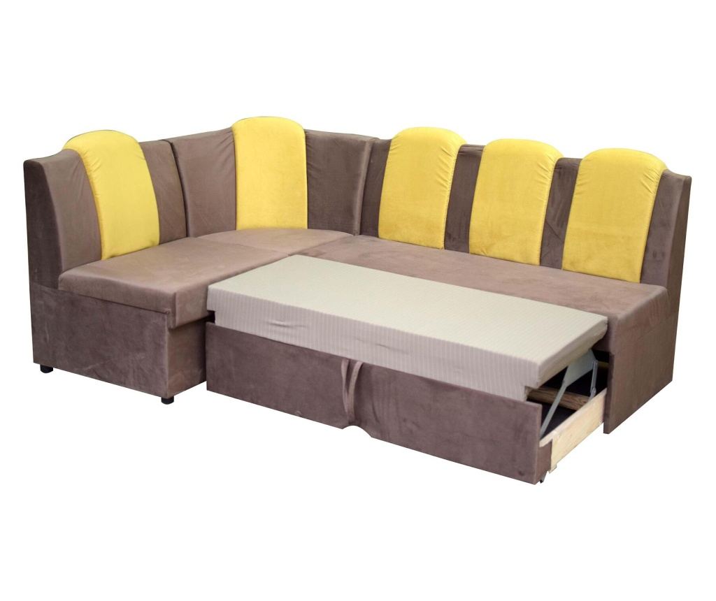 Coltar extensibil de bucatarie Sani Comet, 205x140x90 cm, Maro si mustar - 3