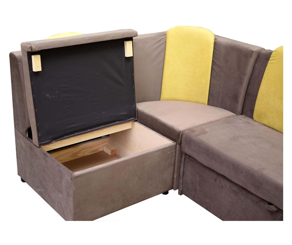 Coltar extensibil de bucatarie Sani Comet, 205x140x90 cm, Maro si mustar - 4