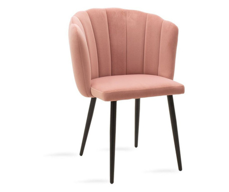 Set 2 scaune dining Esme Pakoworld din metal si catifea roz-negru