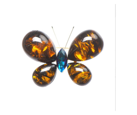 Brosa dama eleganta Pufo Mysterious butterfly, in forma de fluture, portocaliu/albastru