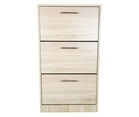 Pantofar Vario cu trei sertare, stejar alb, 63x24x117 cm