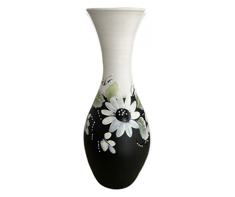Vaza ceramica, alb / negru , eleganta, 44 cm