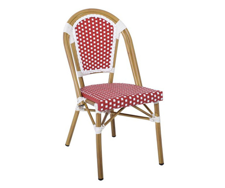 Ратанов стол Бамбу лук бял-червен цвят