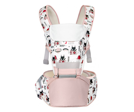 Marsupiu bebe ergonomic 6 in 1 cu scaunel-roz