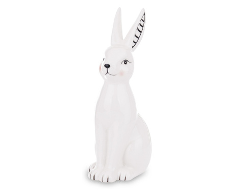 Figurina ceramica iepuras, alb, 23x9x11 cm