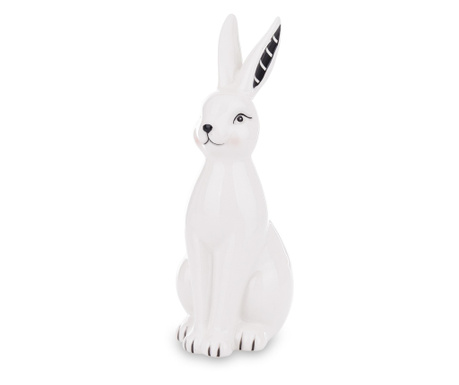 Figurina ceramica iepuras, alb, 19x7x9 cm