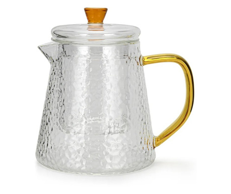 Fissman teáskanna teafőzővel, boroszilikát üveg, 15x11x14 cm, 600 ml, átlátszó/sárga színű