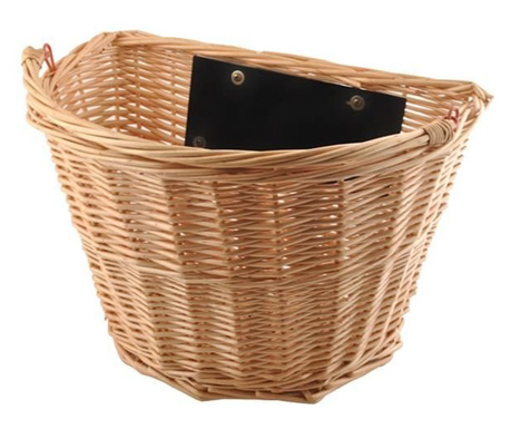 Плетена кошница за велосипед бежова
