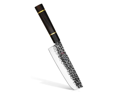 Nakiri Fissman-Kensei Bokuden kés, acél AUS-8, 18 cm, ezüst/barna