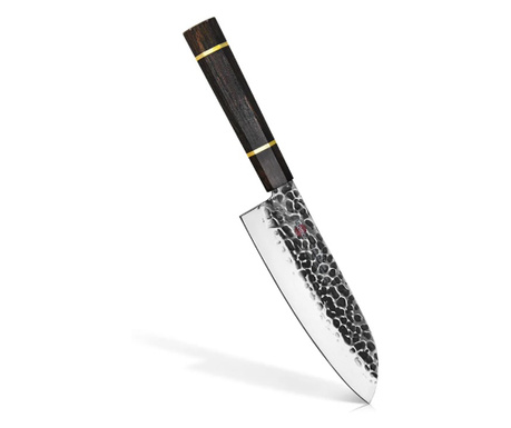 Santoku Fissman-Kensei Bokuden kés, AUS-8 acél, 18 cm, ezüst/barna