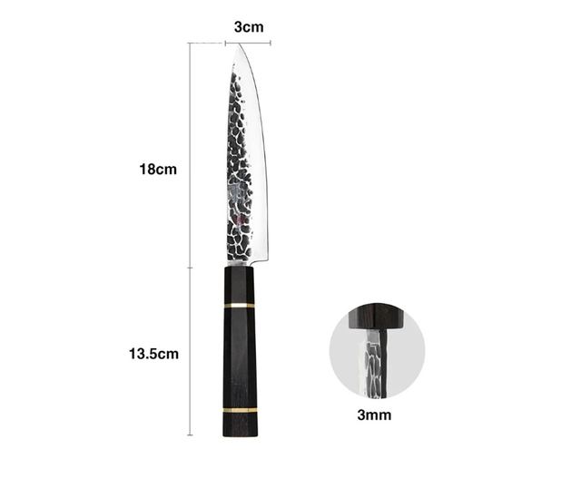 Fissman-Kensei Bokuden szeletelt kés, AUS-8 acél, 18 cm, ezüst/barna