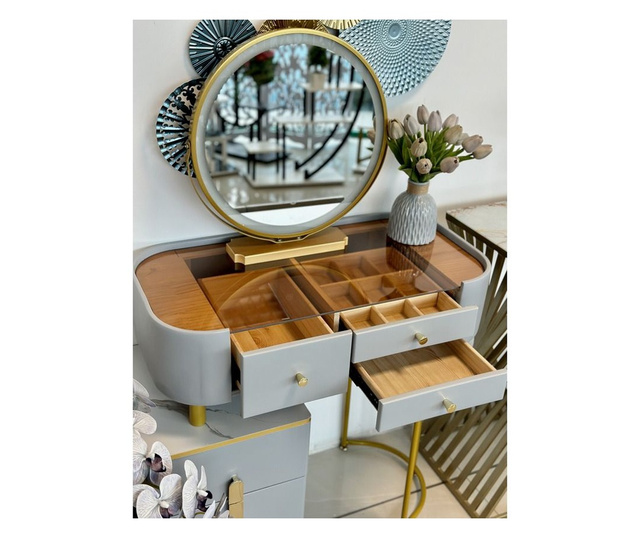 Toaletni stolić, LED ogledalo, komoda, 80×40×78h cm