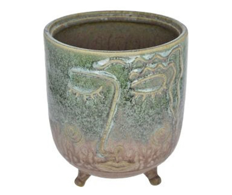 Ghiveci ceramica verde, model cu figura, 11x13 cm