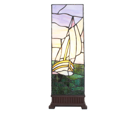 Večbarvna okrasna svetilka iz stekla iz poliresina Tiffany 18x18x48 cm
