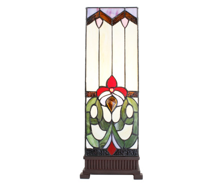 Tiffany rjava okrasna svetilka iz večbarvnega stekla iz poliresina 18x18x48 cm