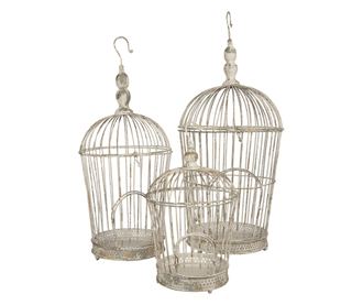 Set od 3 starinska kaveza od bijelog željeza 36x81, 31x72, 26x44 cm