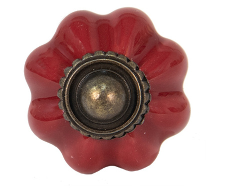 Set 4 rdečih keramičnih pohištvenih gumbov 3 cm