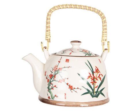 Cvetlični porcelanasti čajnik z infuzorjem 18x14x12 cm, 800 ml
