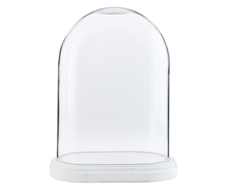 Fehér fa dekoratív lemezüveg kupola 26x15x33 cm