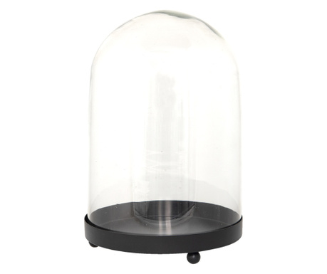Dekorativni krožnik črna kovinska steklena kupola 20x29cm