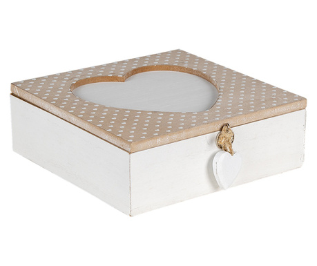 Belo rjava lesena škatla za shranjevanje 20x20x7 cm