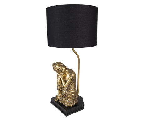 Zlata svetilka iz poliresina s črnim senčnikom Buda 26x54 cm
