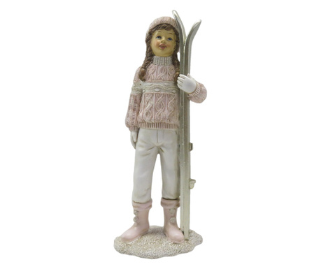Ružičasto bijela figurica od poliresina Djevojčica 9x7x21 cm