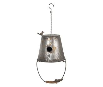 Siva metalna kućica za ptice 25x25x60 cm