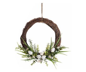Fából készült húsvéti koszorú fehér tojással díszítve 31 cm