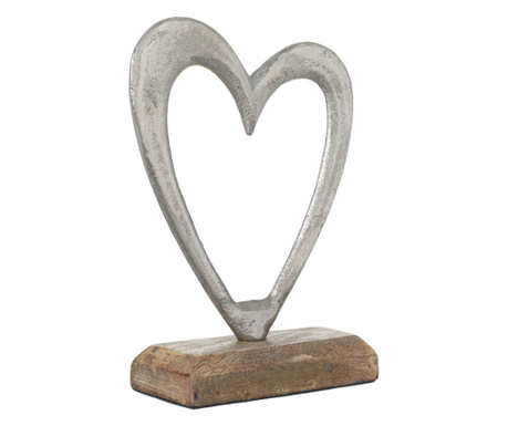 Декоративно сърце, Свети Валентин, Кован метал, Дървена основа, 12 x 5 x 17 см