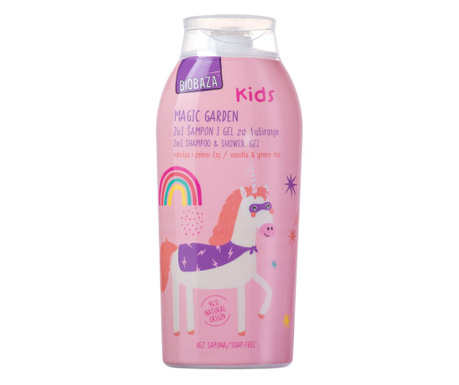 Sampon & gel de dus natural pentru copii Magic Garden, 250 ml - BIOBAZA