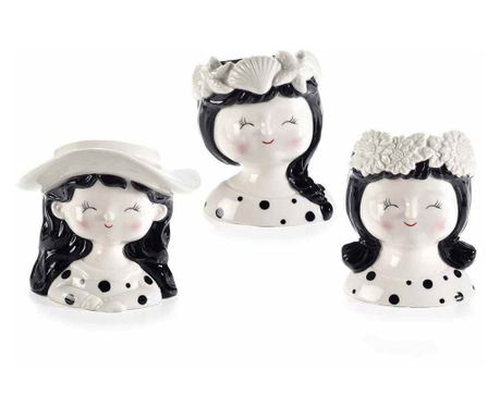 Set od 3 porculanske vaze Djevojke 9.5x8.5x12 cm