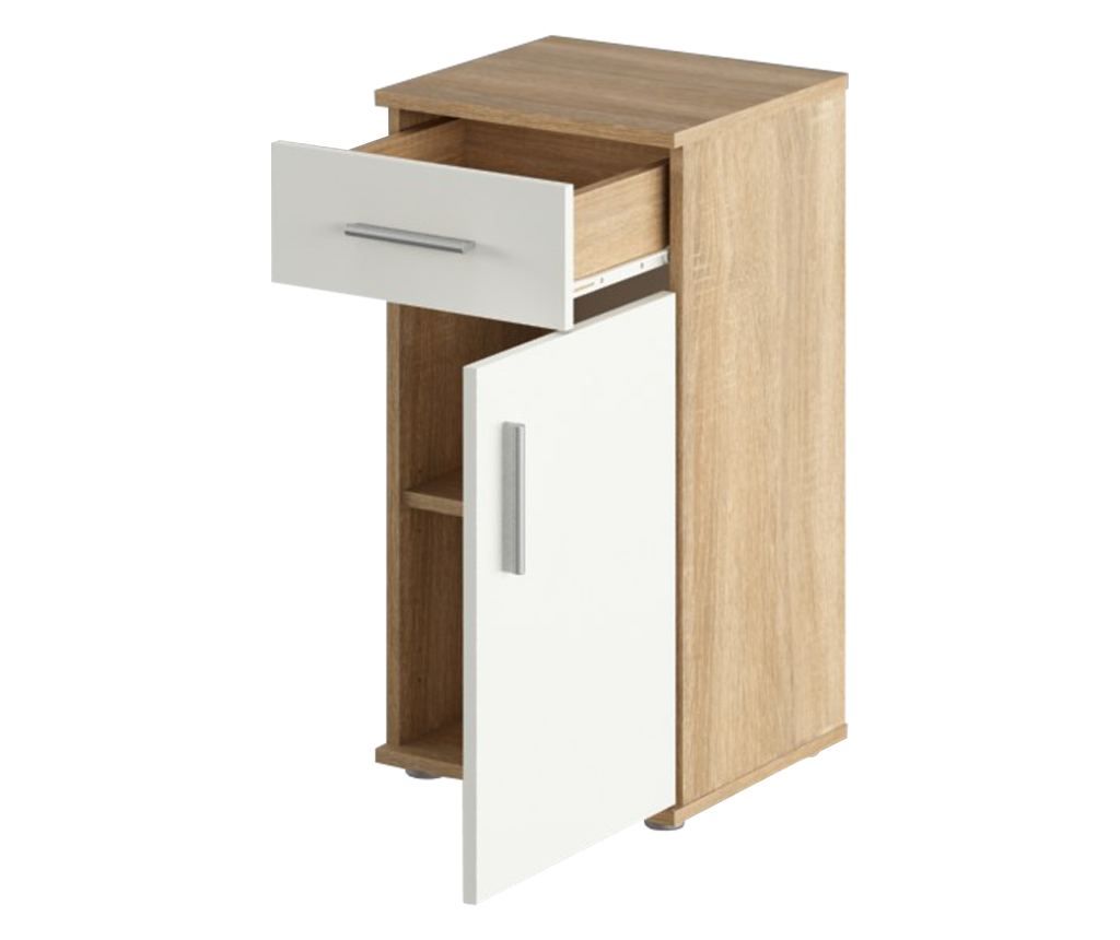 Lessy Sonoma Oak Fehér Matt Gardróbszekrény 38x35x75,1 cm - 2